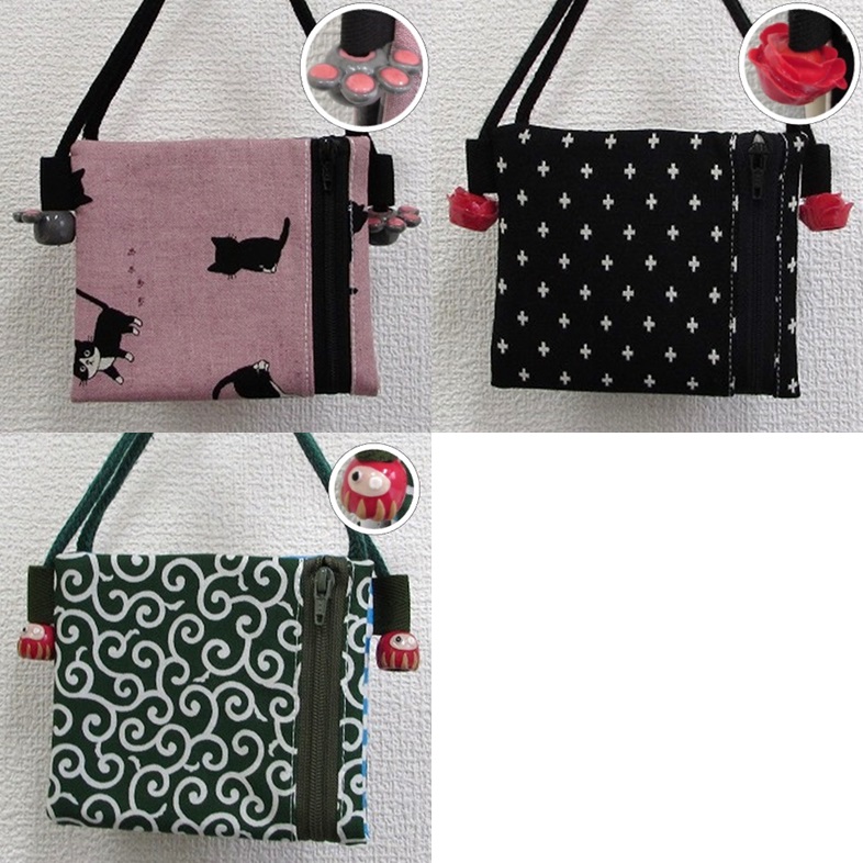 “マスク置き”にもなるファスナーポーチ　オリジナルループエンド付き